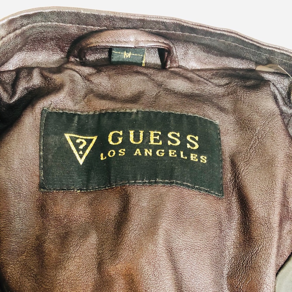 Guess Chocolate Leather Jacket with Gold Accents - Picture 5 of 5